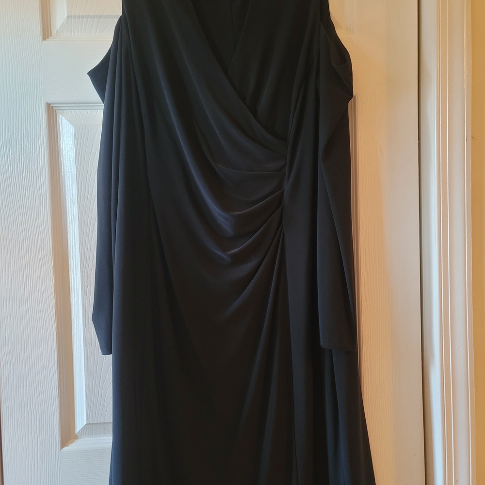 Ralph Lauren Black Long Sleeve Draped Dress